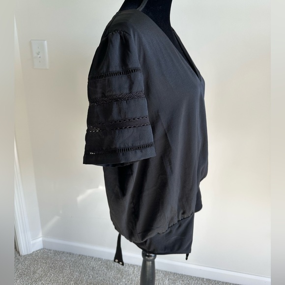 Women’s Express Black Short Sleeve Crossover Bodysuit - Picture 3 of 4